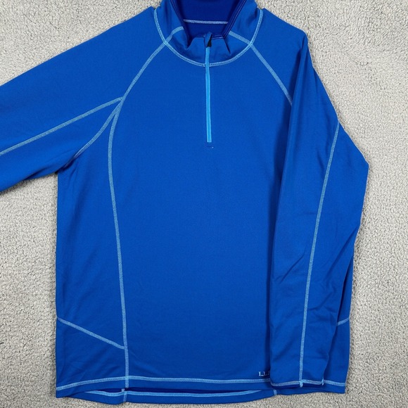 L.L. Bean Shirt Pullover Mens 2XLT Tall Blue Midweight Quarter Zip Stretch Logo
